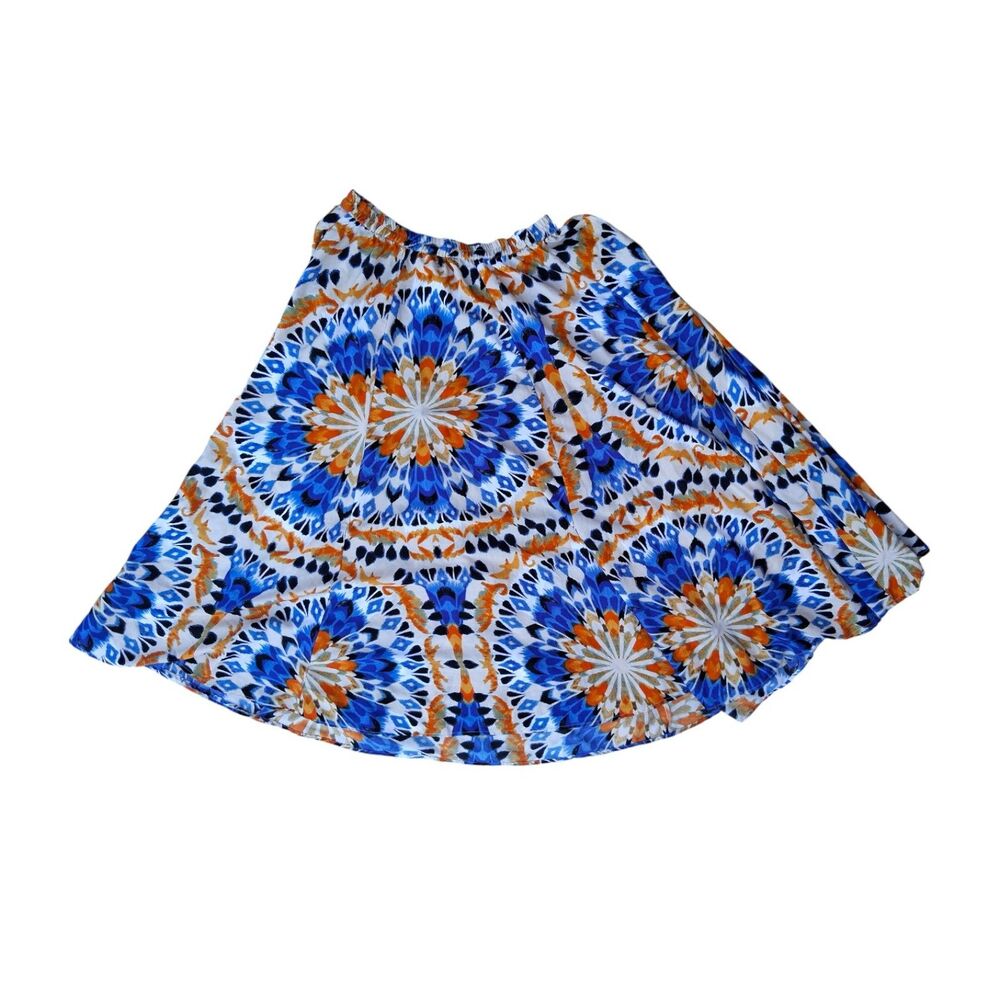 Cato Size XL Blue & Orange Medallion Print A-Line Skirt - Picture 2 of 4